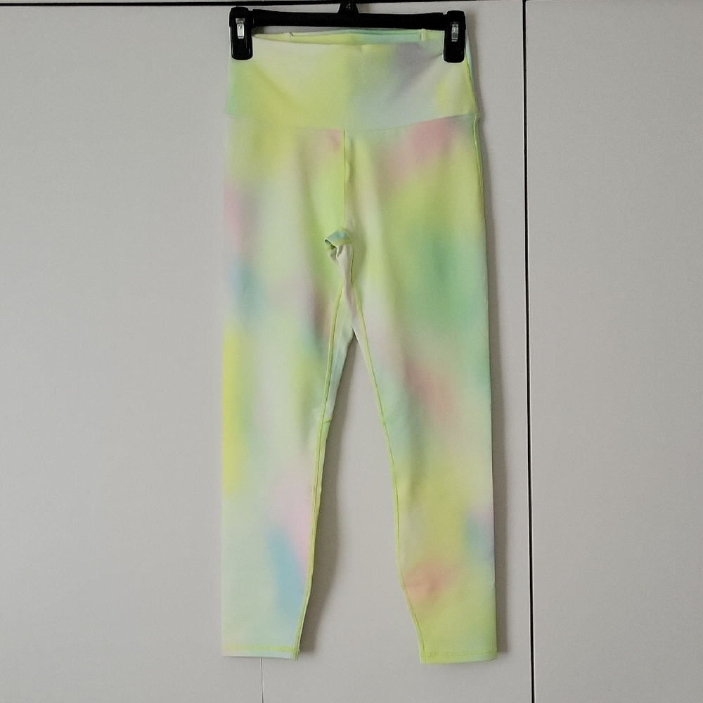 Fabletics Yellow and Green Leggings High Waist Stretch